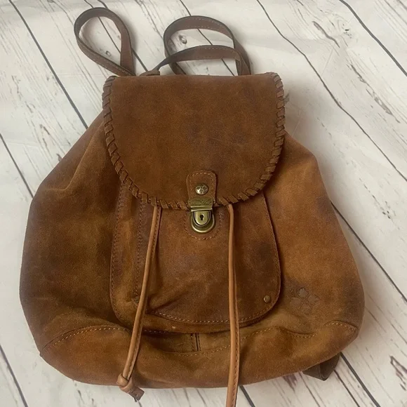 Patricia Nash Boho Western Hippie Burnished Leather Suede Cognac Casape Backpack